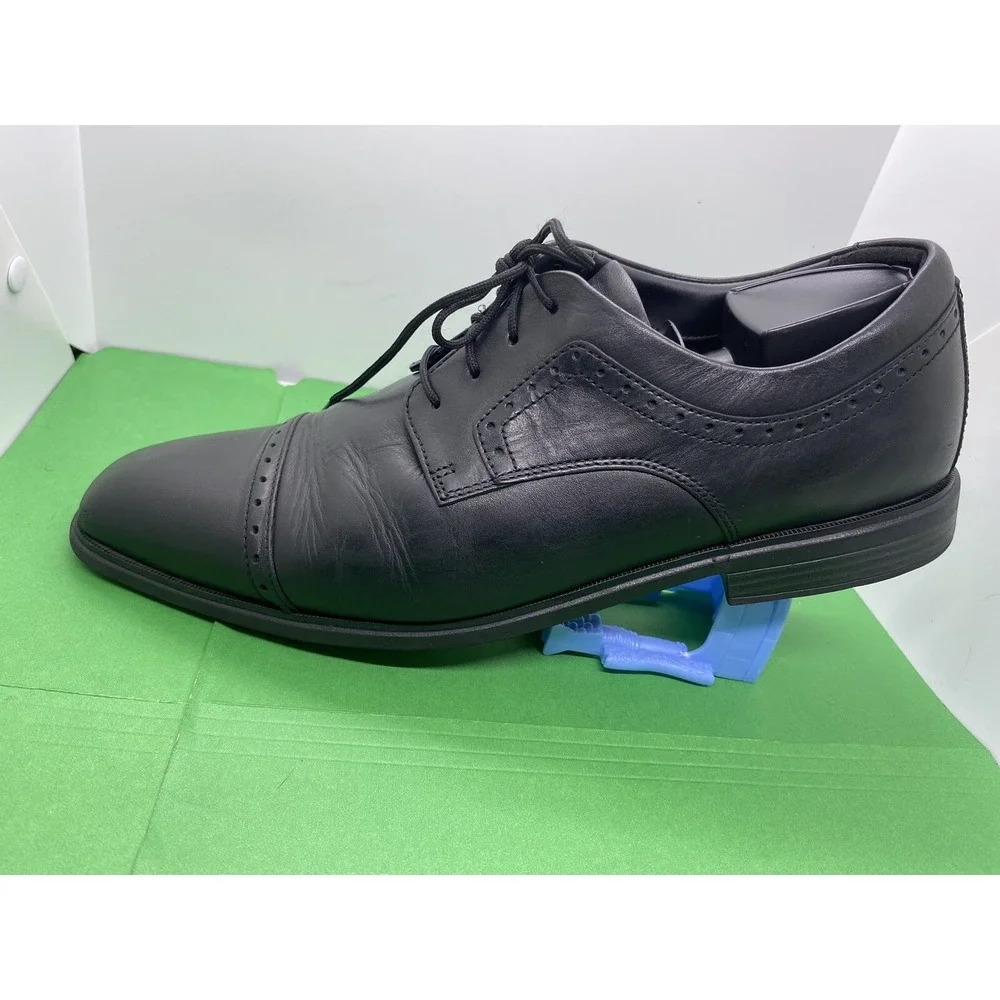 Rockport DS Business 2 Cap Toe Black Leather Dress Shoes CH5531 Mens 12 Wide